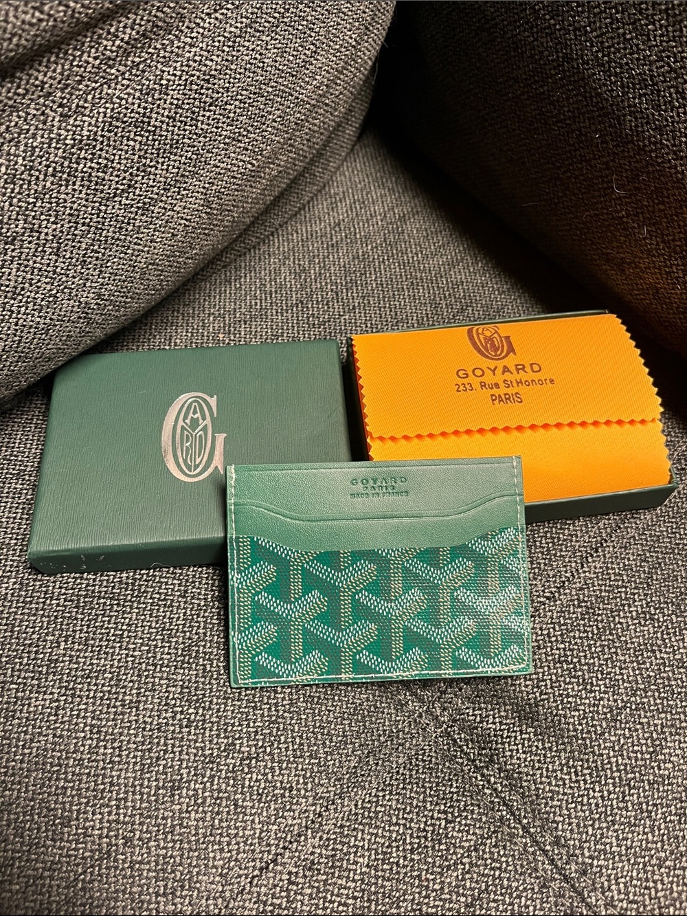 Goyard Teal Green Card Case with Chevron Motif